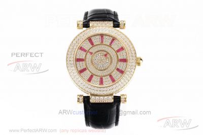 Swiss Copy Franck Muller Round Double Mystery 42 MM Diamond Pave All Gold Case Automatic Watch